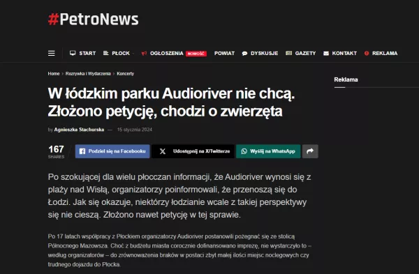 płock audioriver Łódź i kontrowersje Parku na Zdrowie